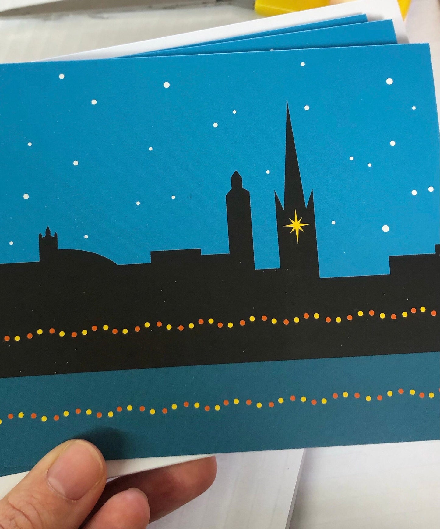 NORWICH Cityscape Christmas Card - pack of 6 Cards - by Rebecca Pymar