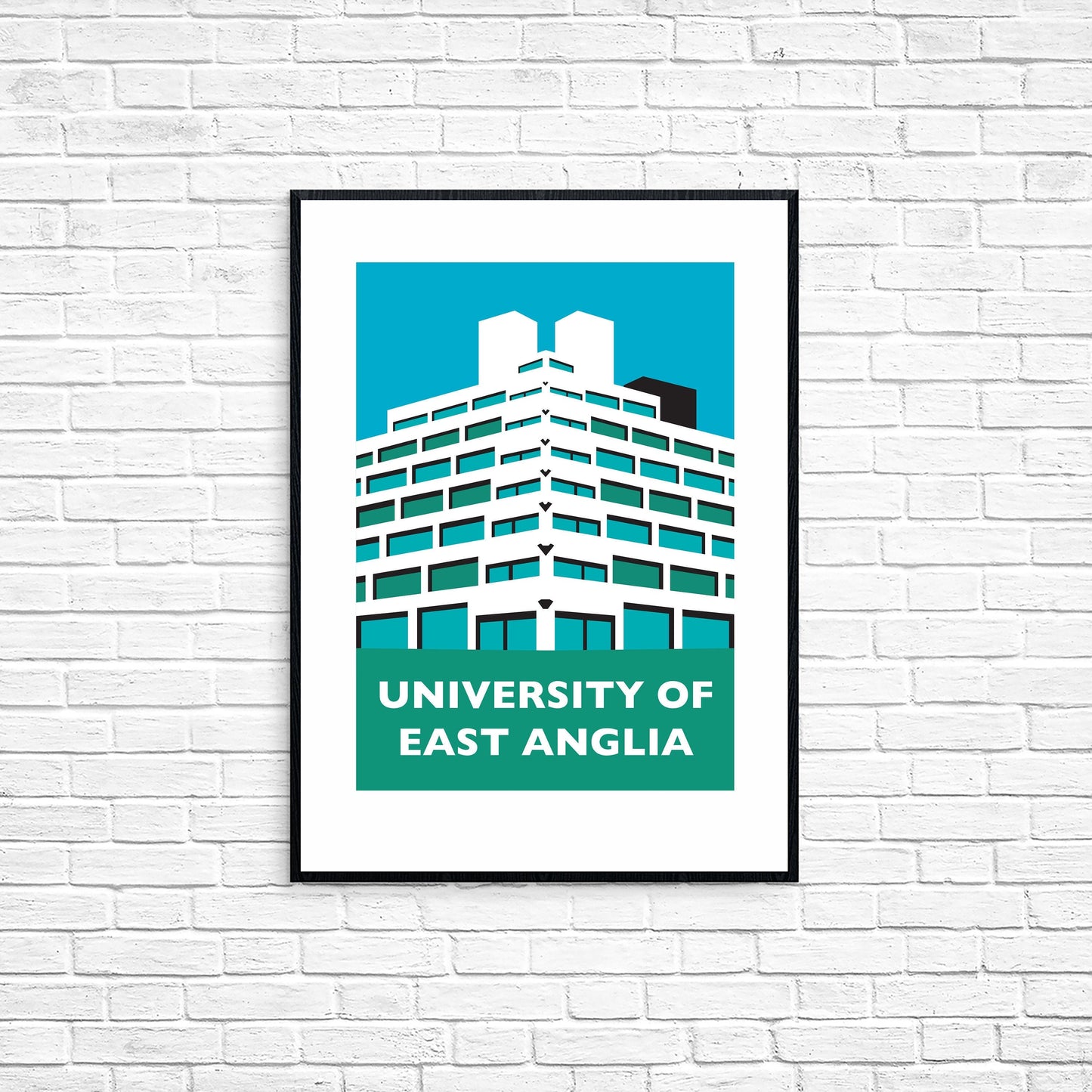 University of East Anglia ZIGGURATS Travel Poster - NORWICH UEA - Brutalist Architecture Print - Illustration by Rebecca Pymar