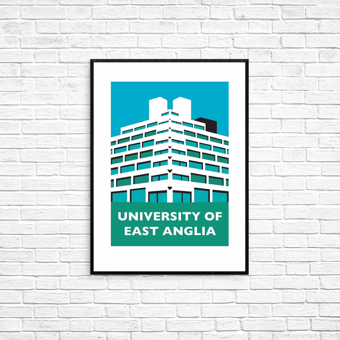 University of East Anglia ZIGGURATS Travel Poster - NORWICH UEA - Brutalist Architecture Print - Illustration by Rebecca Pymar
