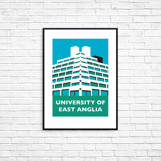 SECONDS SALE University of East Anglia Ziggurats Travel Poster - Norwich UEA - Brutalist Architecture Print - Illustration by Rebecca Pymar