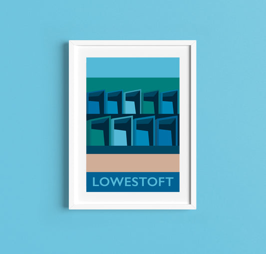 Lowestoft Beach Huts Print