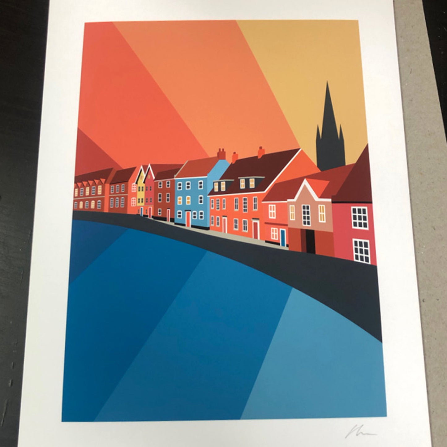 The River Wensum Print - Norwich Art Deco Travel Poster