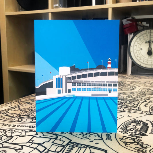 Tinside Lido, Plymouth Greetings Card by Rebecca Pymar