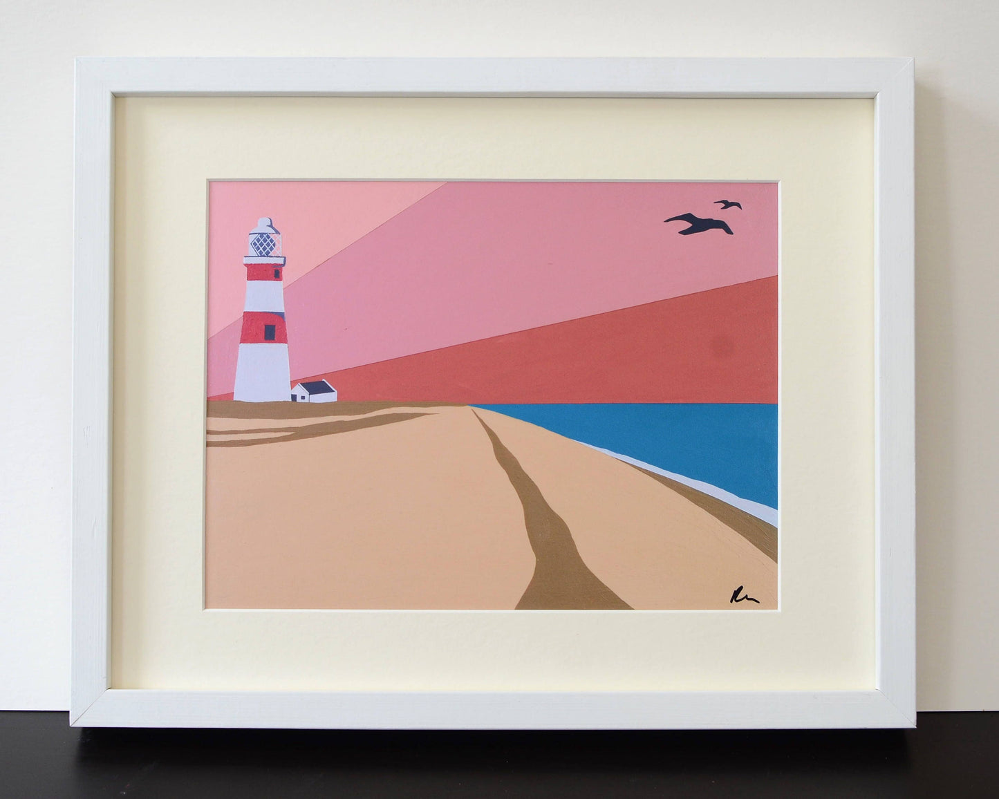 LIGHTHOUSE themed Mounted Fine Art Print - 'Orford Ness Lighthouse' - British Seaside - Travel Poster - Suffolk - by Rebecca Pymar