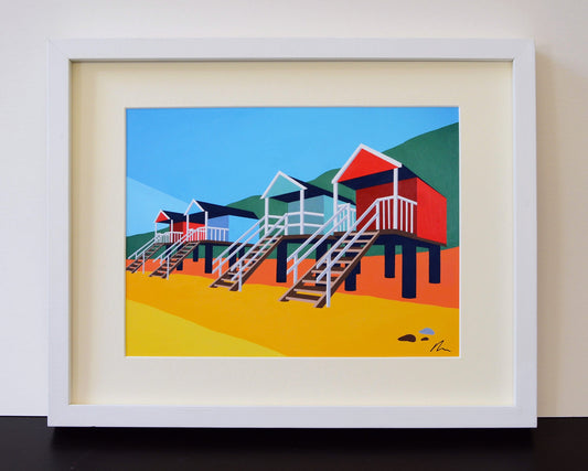 Wells Beach Huts Mounted Print