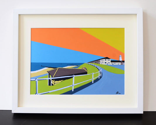 LIGHTHOUSE Fine Art Print - 'Lighthouse View' - Mounted Print - SOUTHWOLD - English Seaside - by Rebecca Pymar