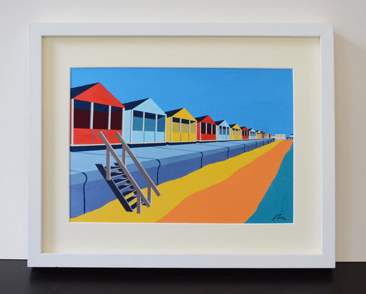 Southwold Beach Huts Mounted Print