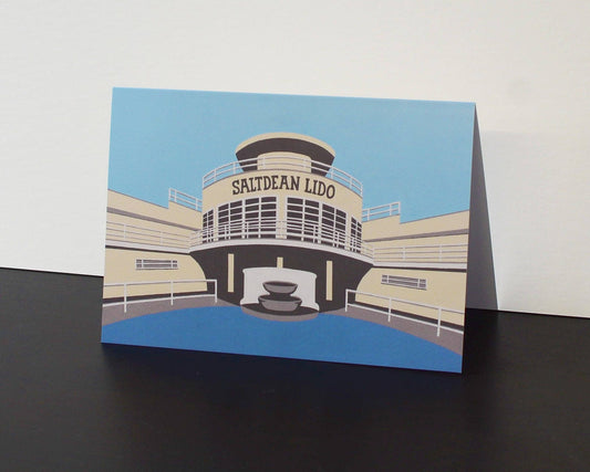 SaltDean Lido Artists Greetings Card by Rebecca Pymar
