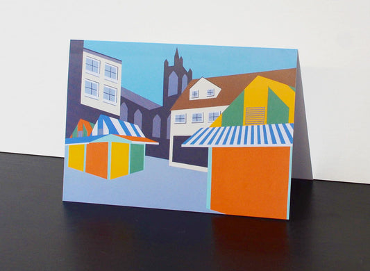 Norwich Market themed Artists Greetings Card by Rebecca Pymar