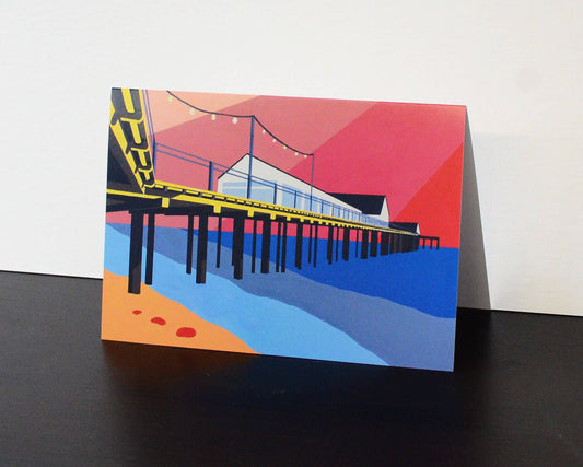 Southwold Pier themed Artists Greetings Card by Rebecca Pymar