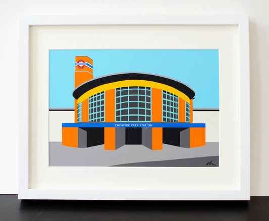Chiswick Park Station - Mounted Print - London Underground illustration Travel Poster - Art Deco Tube Station Series - by Rebecca Pymar
