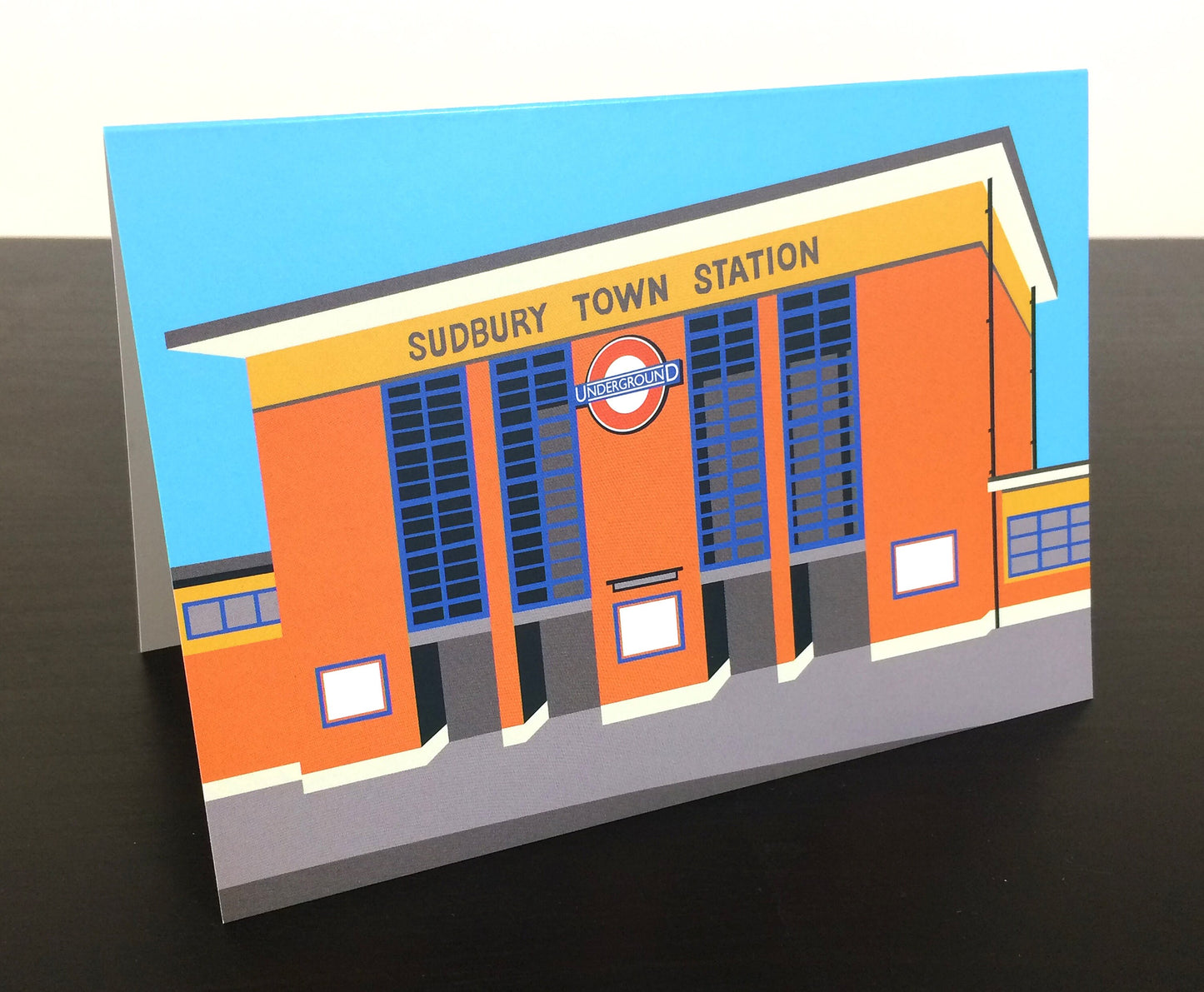 LONDON Tube Station Greetings Card 'Sudbury Town Station' Art Deco Illustration by Rebecca Pymar