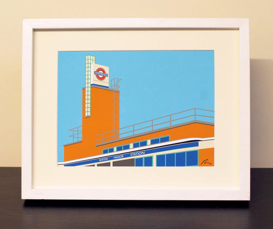 Boston Manor Station - Mounted Print - London Underground illustration Travel Poster - Art Deco Tube Station Series - by Rebecca Pymar