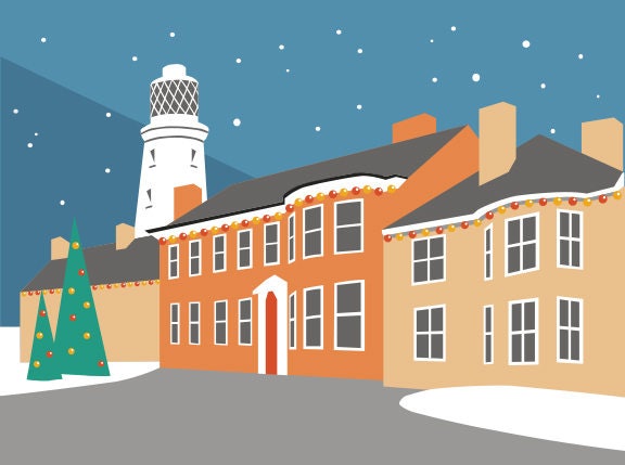 Southwold Lighthouse Christmas Card by Rebecca Pymar - 'Merry Christmas!'