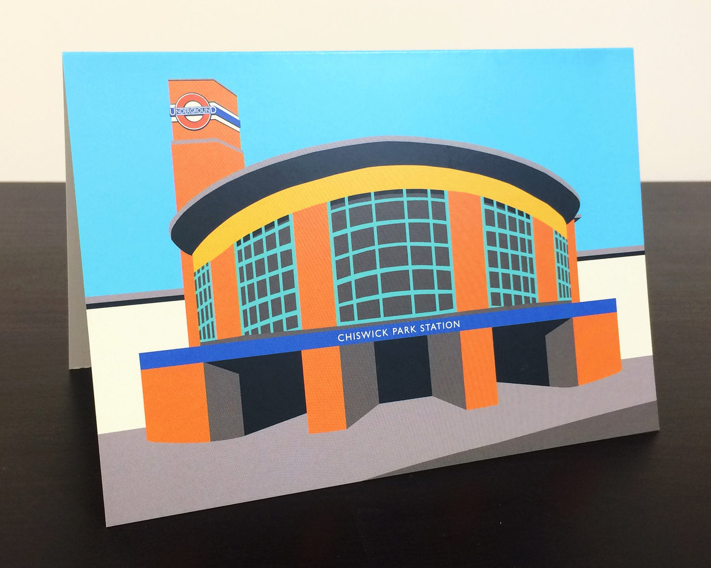 LONDON Tube Station Greetings Card 'Chiswick Park Station' Art Deco Illustration by Rebecca Pymar