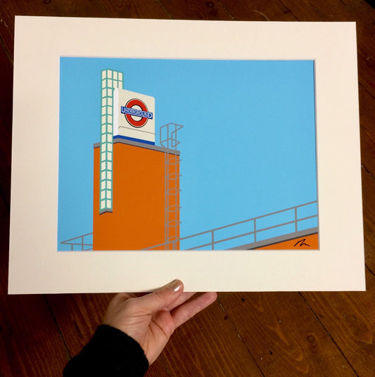 London Underground print - Boston Manor Station II - Mounted Print - London Underground illustration - Art Deco Tube Station Series
