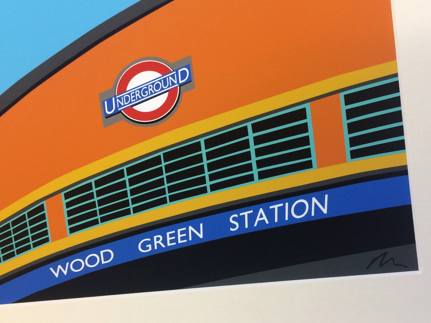 Wood Green Station - Mounted Print - London Underground illustration Travel Poster - Art Deco Tube Station Series - by Rebecca Pymar