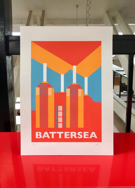 BATTERSEA POWER STATION Limited Edition Screen Print - London Print - Art Deco - by Rebecca Pymar