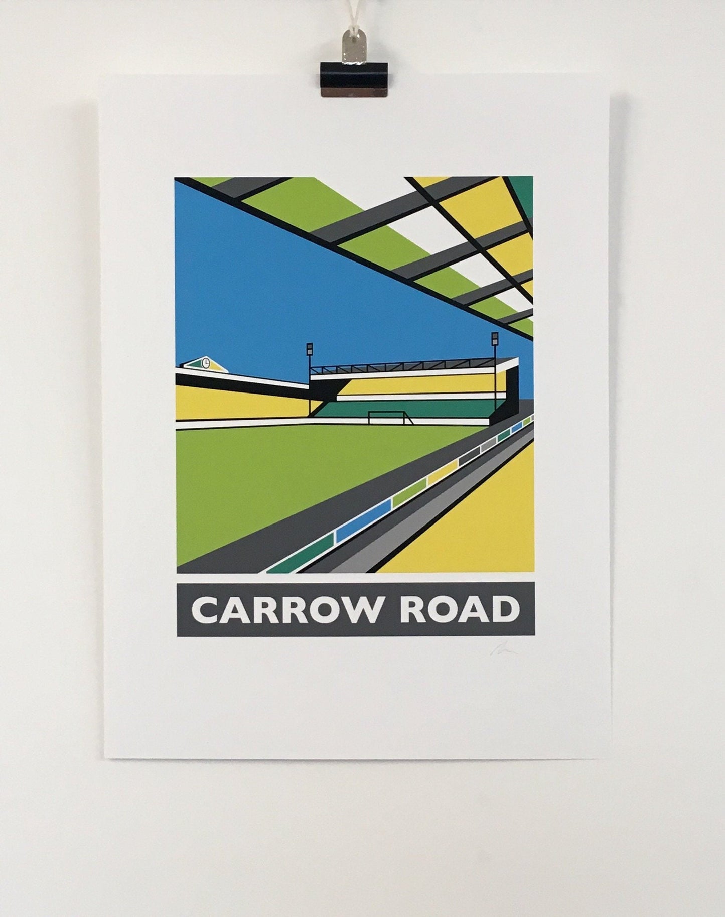 CARROW ROAD Travel Poster - Norwich City Football Club Stadium - Art Deco Print - Illustration by Rebecca Pymar