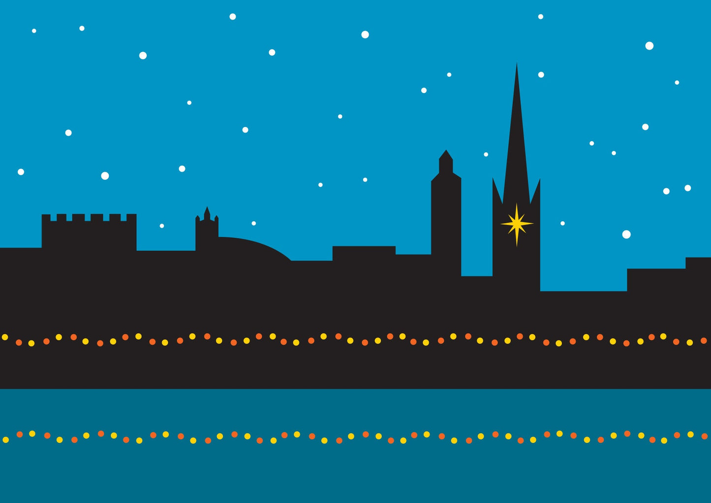 NORWICH *slight Second* Cityscape Christmas Card by Rebecca Pymar