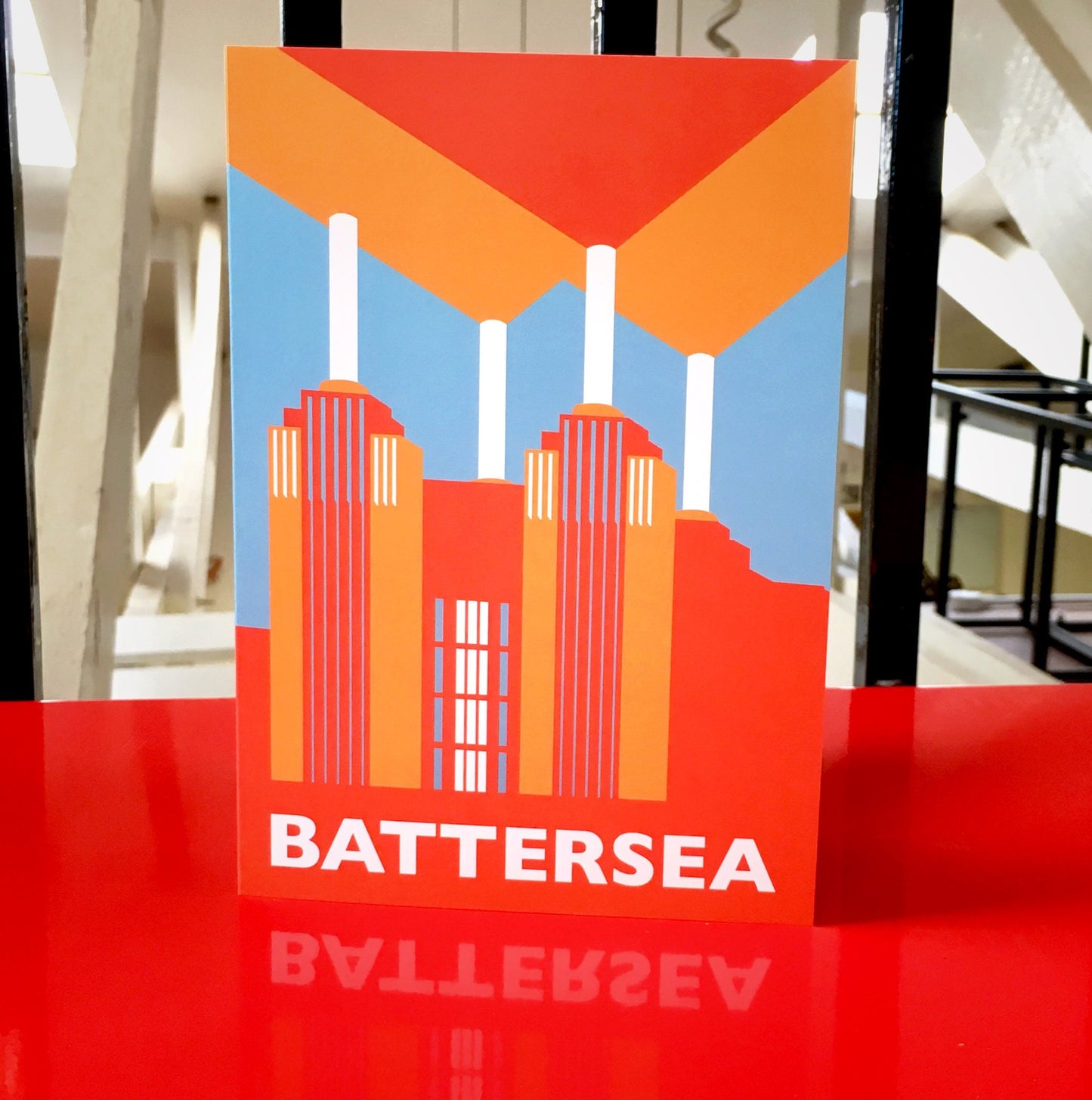 BATTERSEA Power Station LONDON Travel Poster Style Greetings Card by Rebecca Pymar