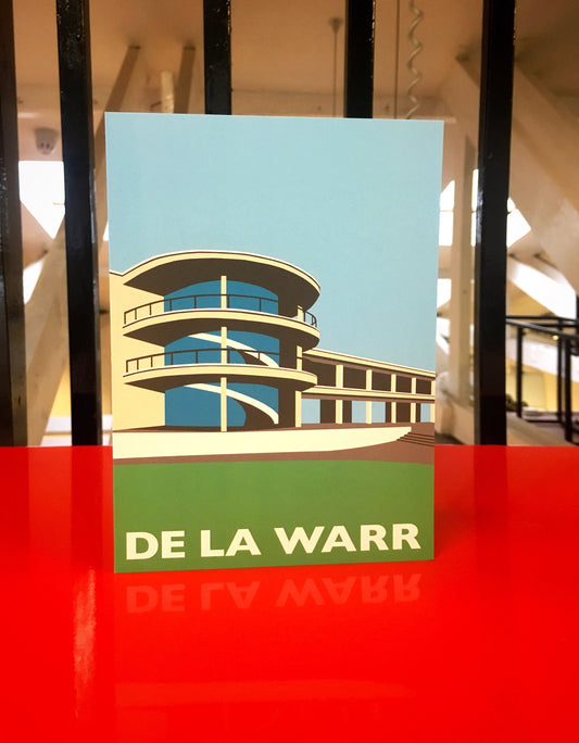 DE LA WARR Pavilion Travel Poster Style Greetings Card by Rebecca Pymar