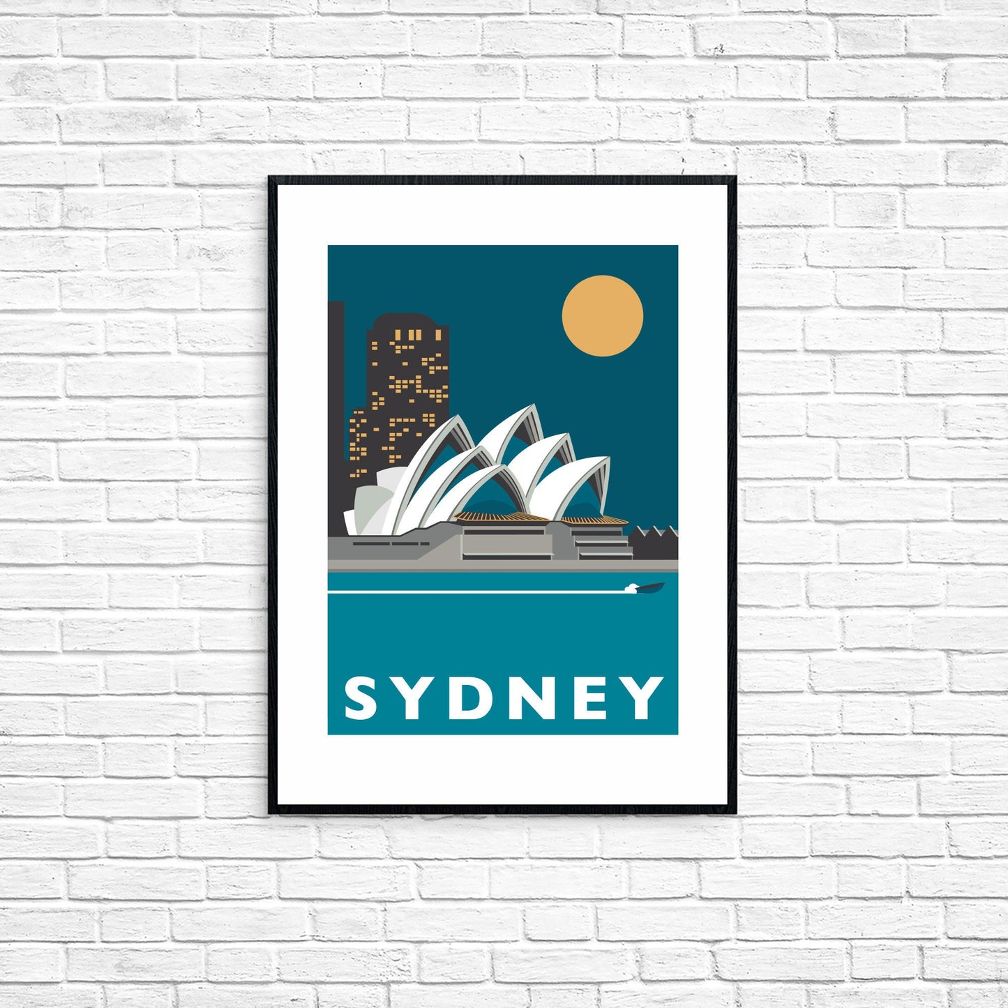 SYDNEY Travel Poster - Sydney Opera House - Art Deco Print - Illustration by Rebecca Pymar