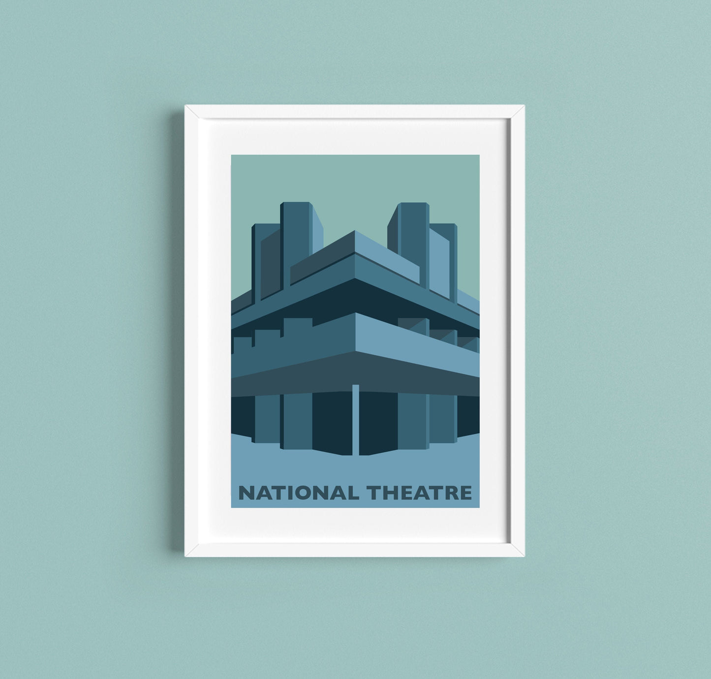 NATIONAL THEATRE Travel Poster - Southbank - Waterloo - Brutalist / Brutalism - Illustration by Rebecca Pymar