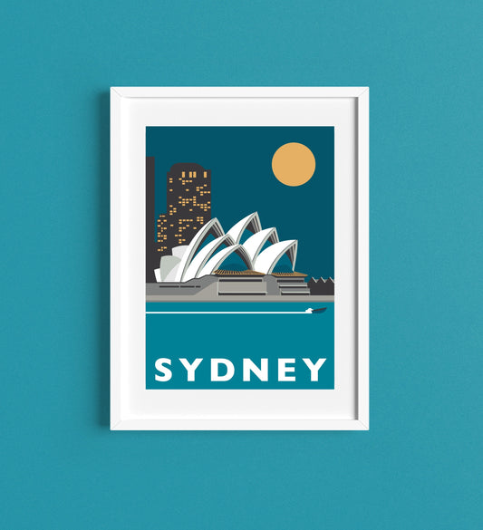 SYDNEY Travel Poster - Sydney Opera House - Art Deco Print - Illustration by Rebecca Pymar