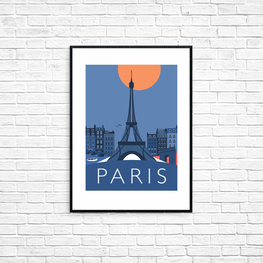 SECONDS SALE - PARIS Eiffel Tower, Arc de Triomphe - Travel Poster - Art Deco - Illustration by Rebecca Pymar