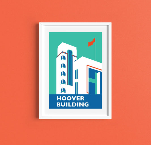 THE HOOVER BUILDING Travel Poster - London Print - Art Deco - Illustration by Rebecca Pymar