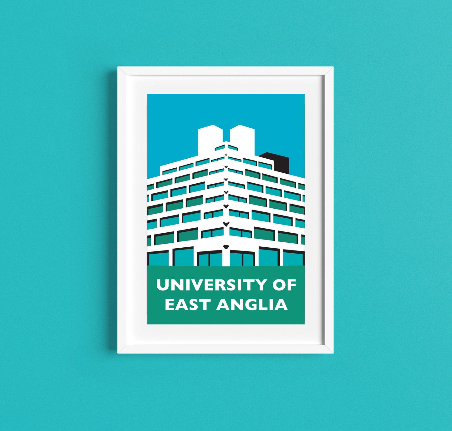 University of East Anglia ZIGGURATS Travel Poster - NORWICH UEA - Brutalist Architecture Print - Illustration by Rebecca Pymar