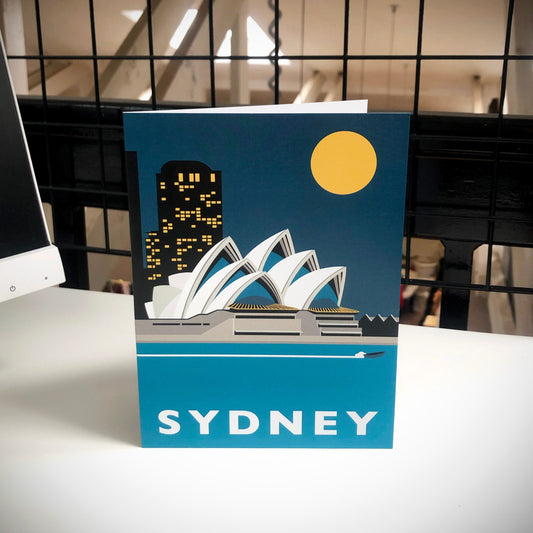 SYDNEY - Sydney opera House, Australia Travel Poster Style Greetings Card by Rebecca Pymar