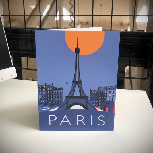 PARIS - Eiffel Tower, France Travel Poster Style Greetings Card by Rebecca Pymar