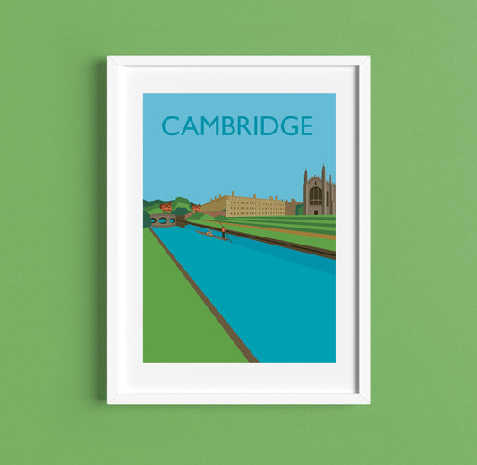 CAMBRIDGE Travel Poster - Cambridge University - Kings Chapel - Illustration by Rebecca Pymar