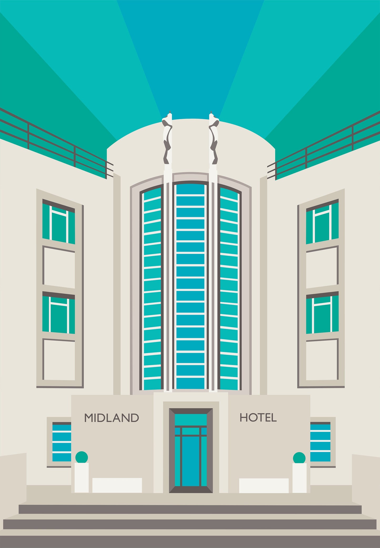 MIDLAND HOTEL Travel Poster - Art Deco Print - Illustration by Rebecca Pymar