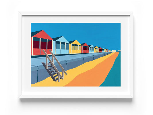 SOUTHWOLD Beach Hut Fine Art Print - English Seaside - Art Deco - Travel Poster - by Rebecca Pymar