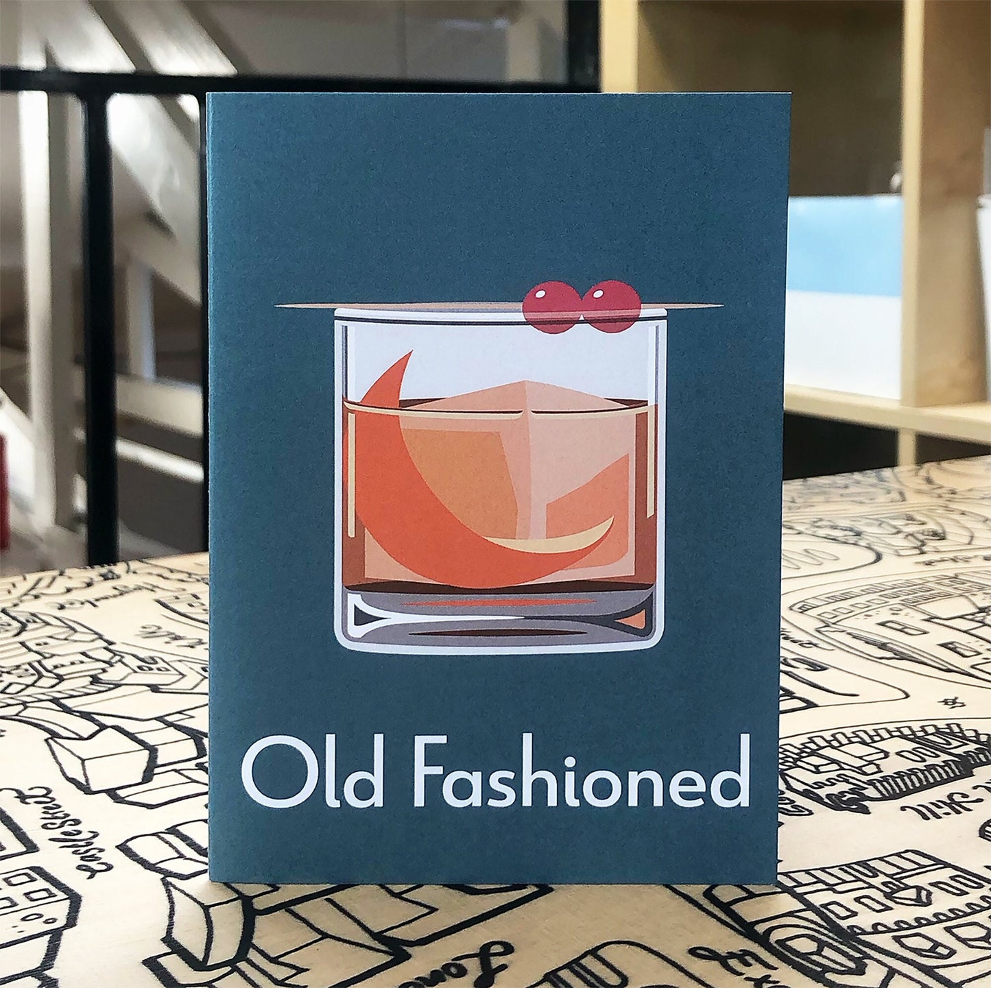 OLD FASHIONED Greetings Card - Cocktail Card - Art Deco