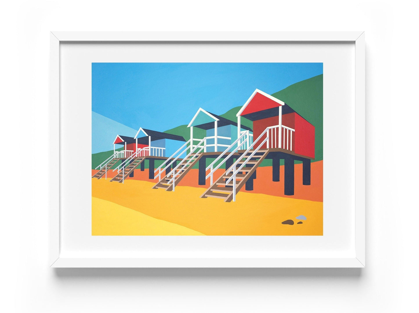 BEACH HUT Fine Art Print - 'Wells Beach huts' - English Seaside - North Norfolk - by Rebecca Pymar