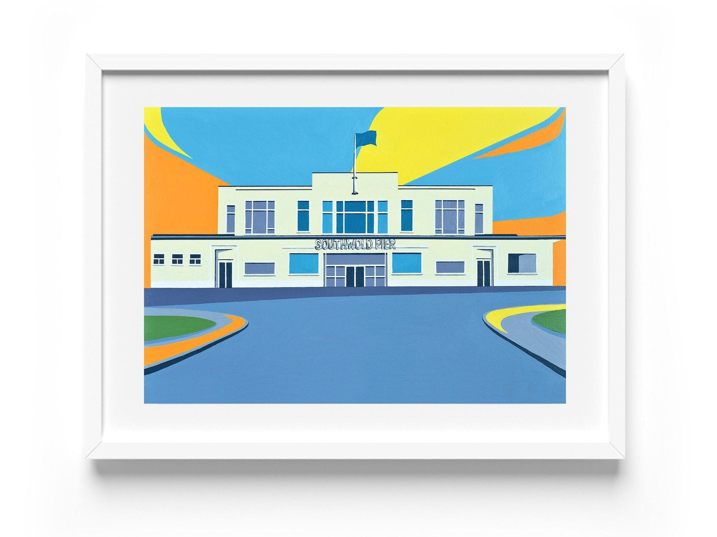 SOUTHWOLD PIER themed Fine Art Print - 'The Pier Front' - British Seaside - Art Deco - Suffolk - by Rebecca Pymar