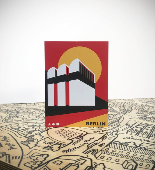 BERLIN - BAUHAUS ARCHIV Museum - Travel Poster Style Greetings Card by Rebecca Pymar