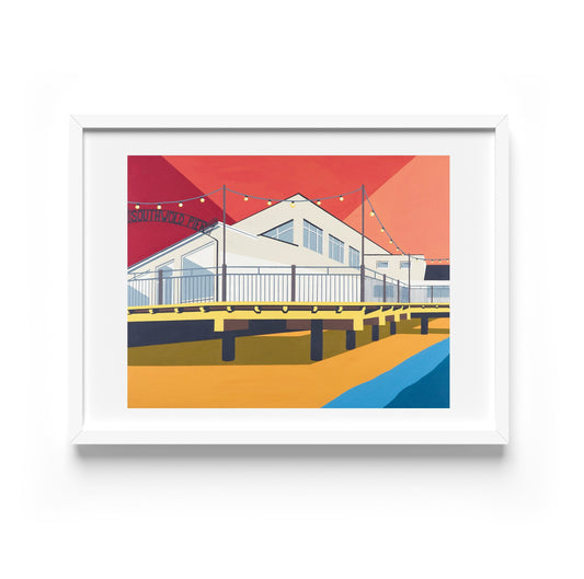 SOUTHWOLD PIER themed Print - 'Pier Pavilion' - British Seaside - Art Deco - Travel Poster - by Rebecca Pymar