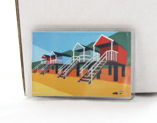 Beach hut themed Fridge magnet 'Wells Beach huts' by Rebecca Pymar