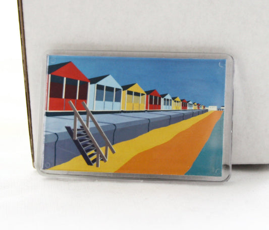 Beach hut themed Fridge magnet 'Upright and Proud' by Rebecca Pymar
